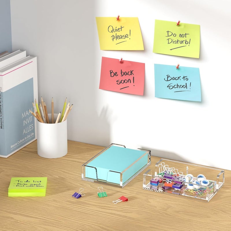 WINFFOR Acrylic Notepad Holder Dispenser - 4x6 in Sticky Note Memo Holder Self-Stick Note Pad Organizer (W/O Pads) Office Desk Accessories School Supplies, Crystal Clear - Image 5